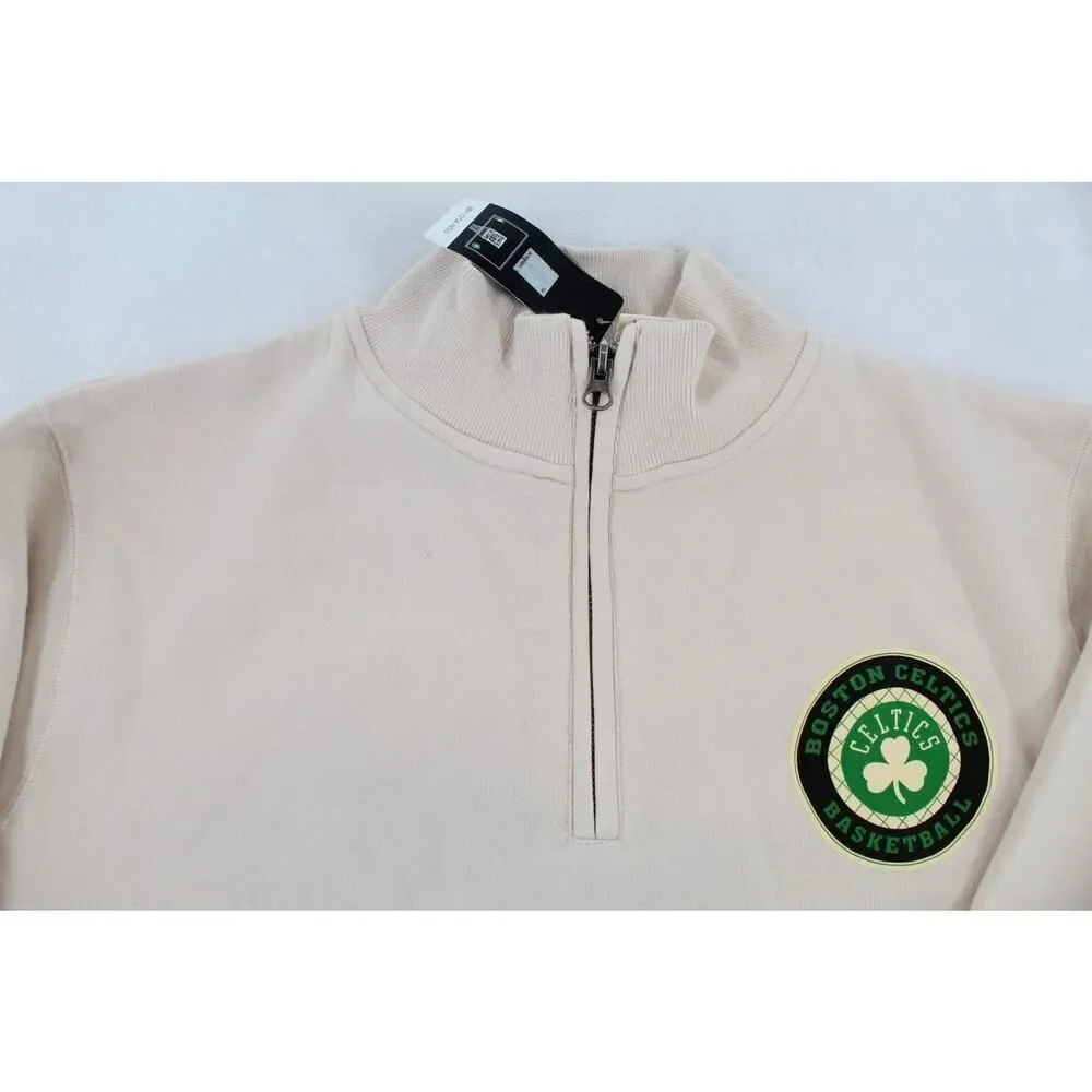Boston Celtics Sweater Mens Large Heather NBA Basketball Pullover Quarter Zip